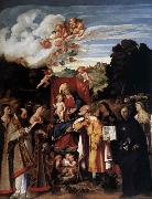 Giovanni Cariani Virgin Enthroned with Angels and Saints oil painting reproduction